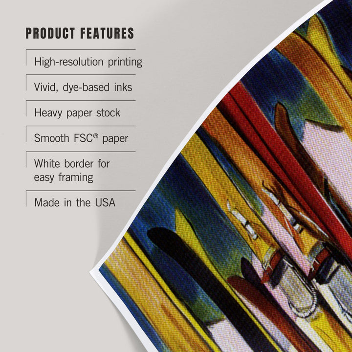 Jasper, Canada, Ski, Colorful Skis, Art & Giclee Prints - Lantern Press