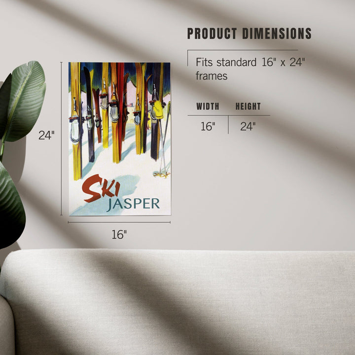 Jasper, Canada, Ski, Colorful Skis, Art & Giclee Prints - Lantern Press