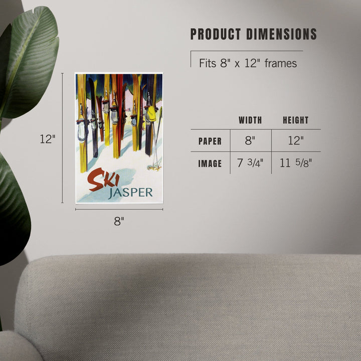 Jasper, Canada, Ski, Colorful Skis, Art & Giclee Prints - Lantern Press