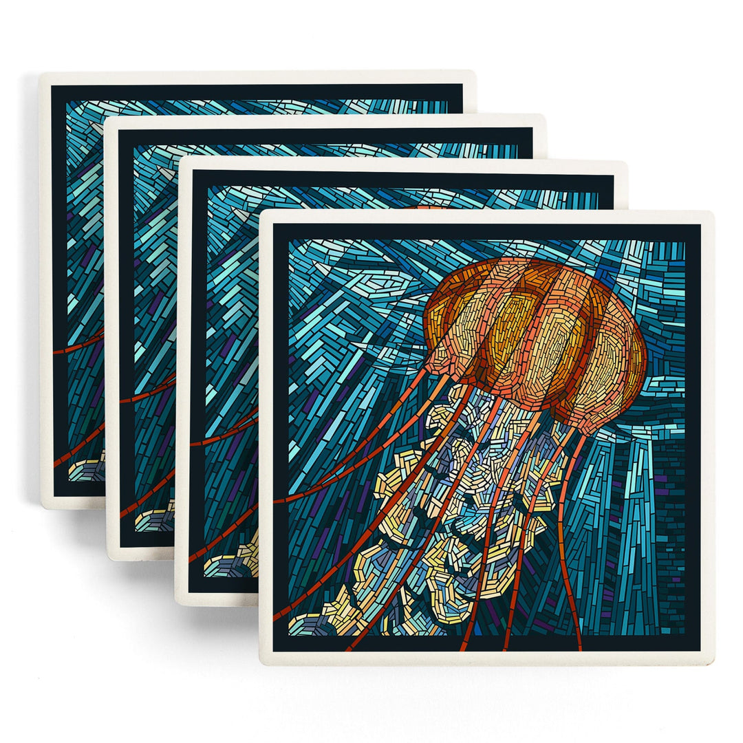 Jellyfish, Paper Mosaic, Coasters Coasters Lantern Press