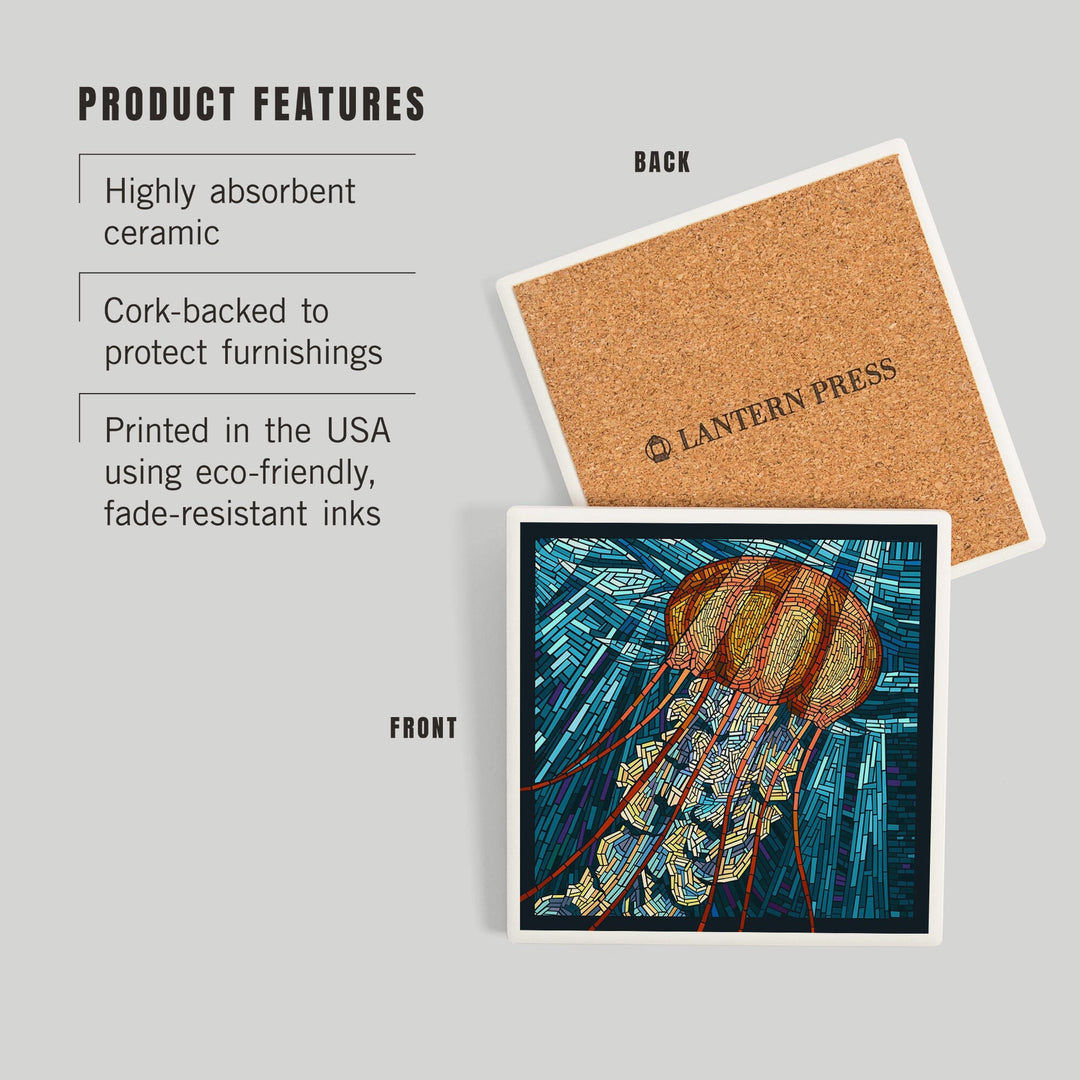 Jellyfish, Paper Mosaic, Coasters Coasters Lantern Press