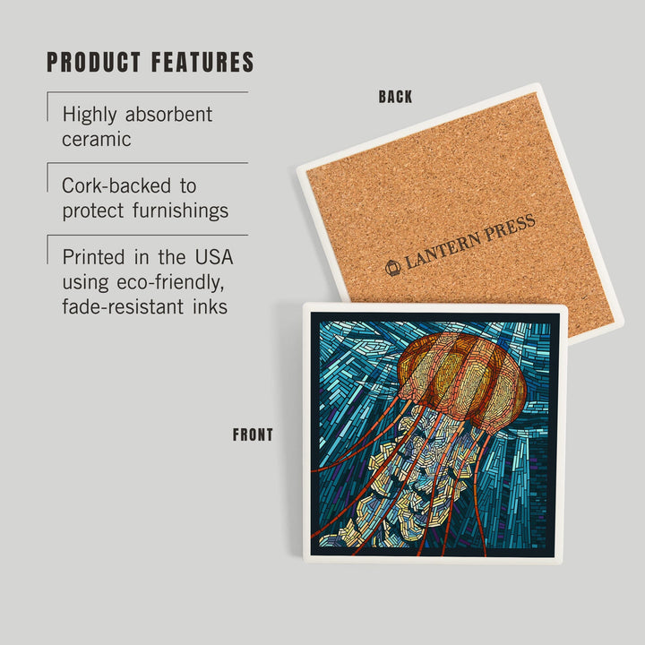 Jellyfish, Paper Mosaic, Coasters Coasters Lantern Press