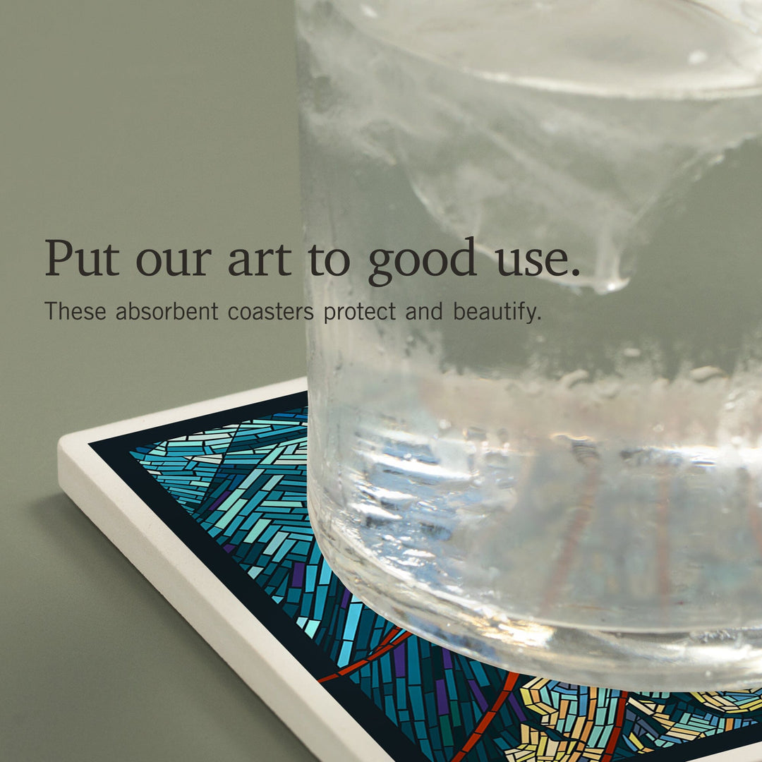 Jellyfish, Paper Mosaic, Coasters Coasters Lantern Press