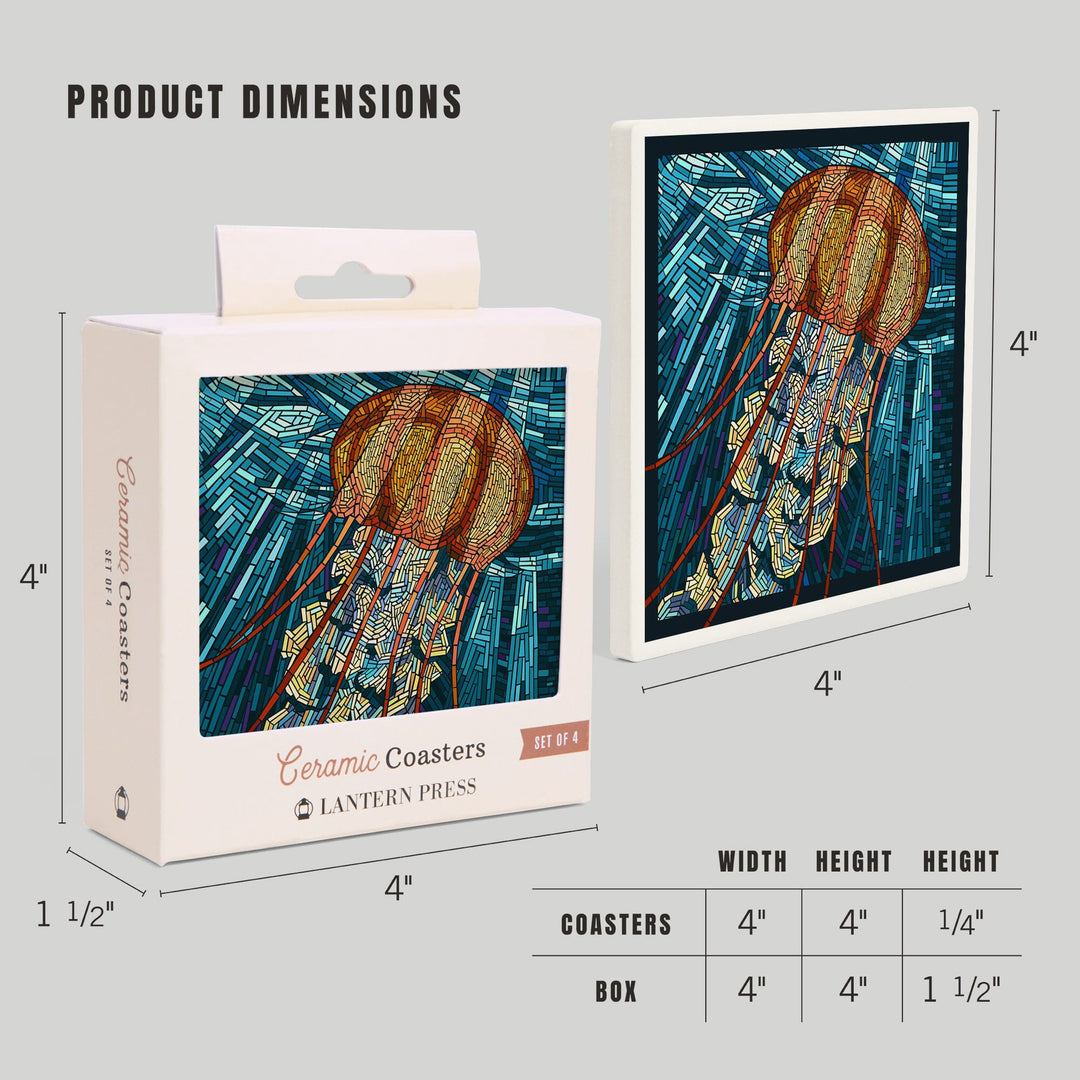 Jellyfish, Paper Mosaic, Coasters Coasters Lantern Press
