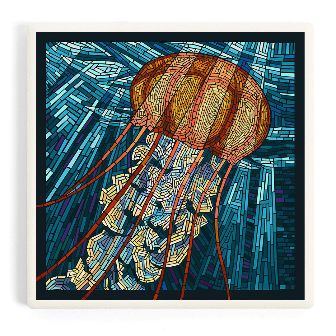 Jellyfish, Paper Mosaic, Coasters Coasters Lantern Press Coaster