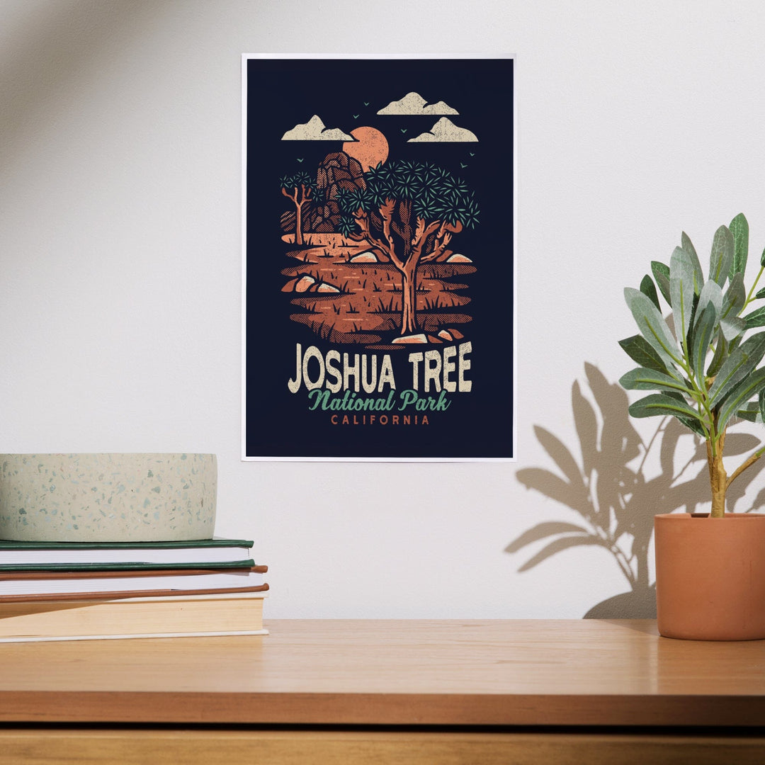 Joshua Tree National Park, California, Distressed Vector, Art & Giclee Prints - Lantern Press
