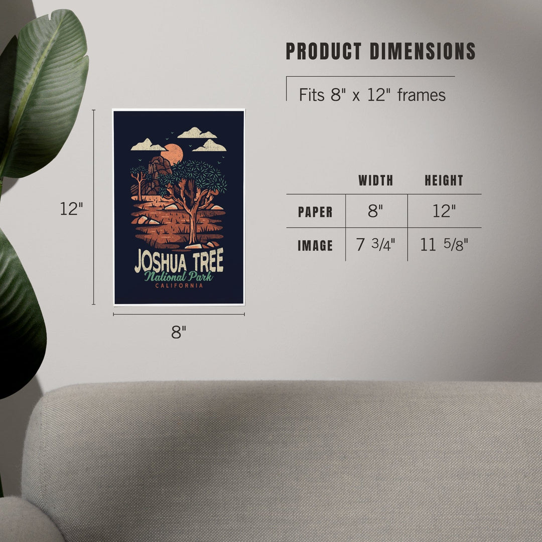 Joshua Tree National Park, California, Distressed Vector, Art & Giclee Prints - Lantern Press