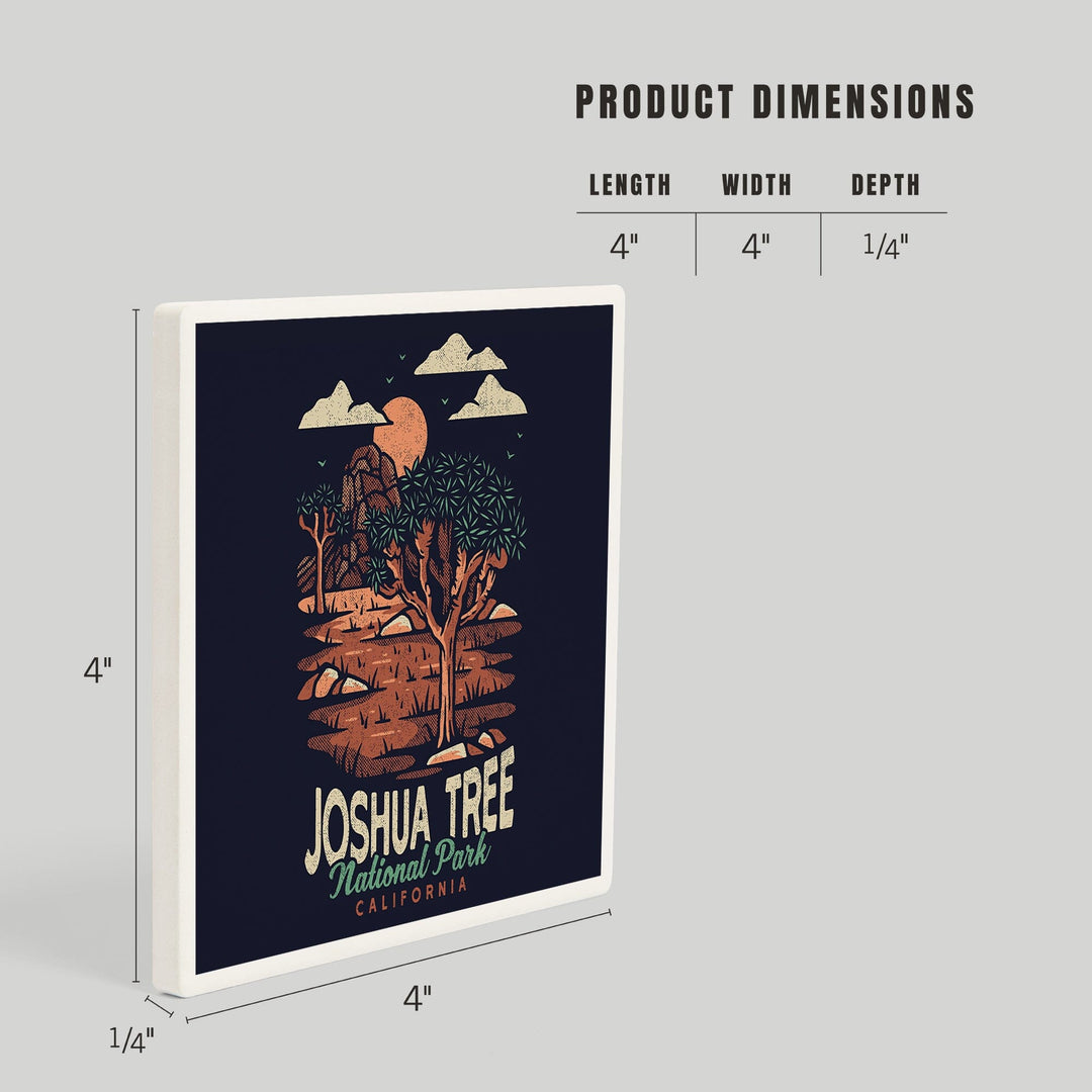 Joshua Tree National Park, California, Distressed Vector, Coasters Coasters Lantern Press