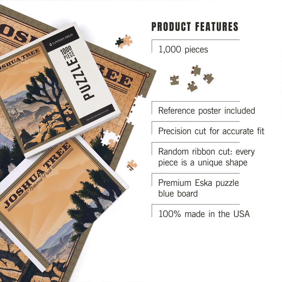 Joshua Tree National Park, California, Lithograph National Park Series, Jigsaw Puzzle Puzzle Lantern Press