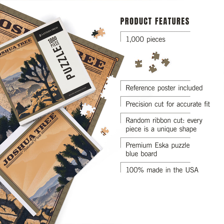 Joshua Tree National Park, California, Lithograph National Park Series, Jigsaw Puzzle Puzzle Lantern Press