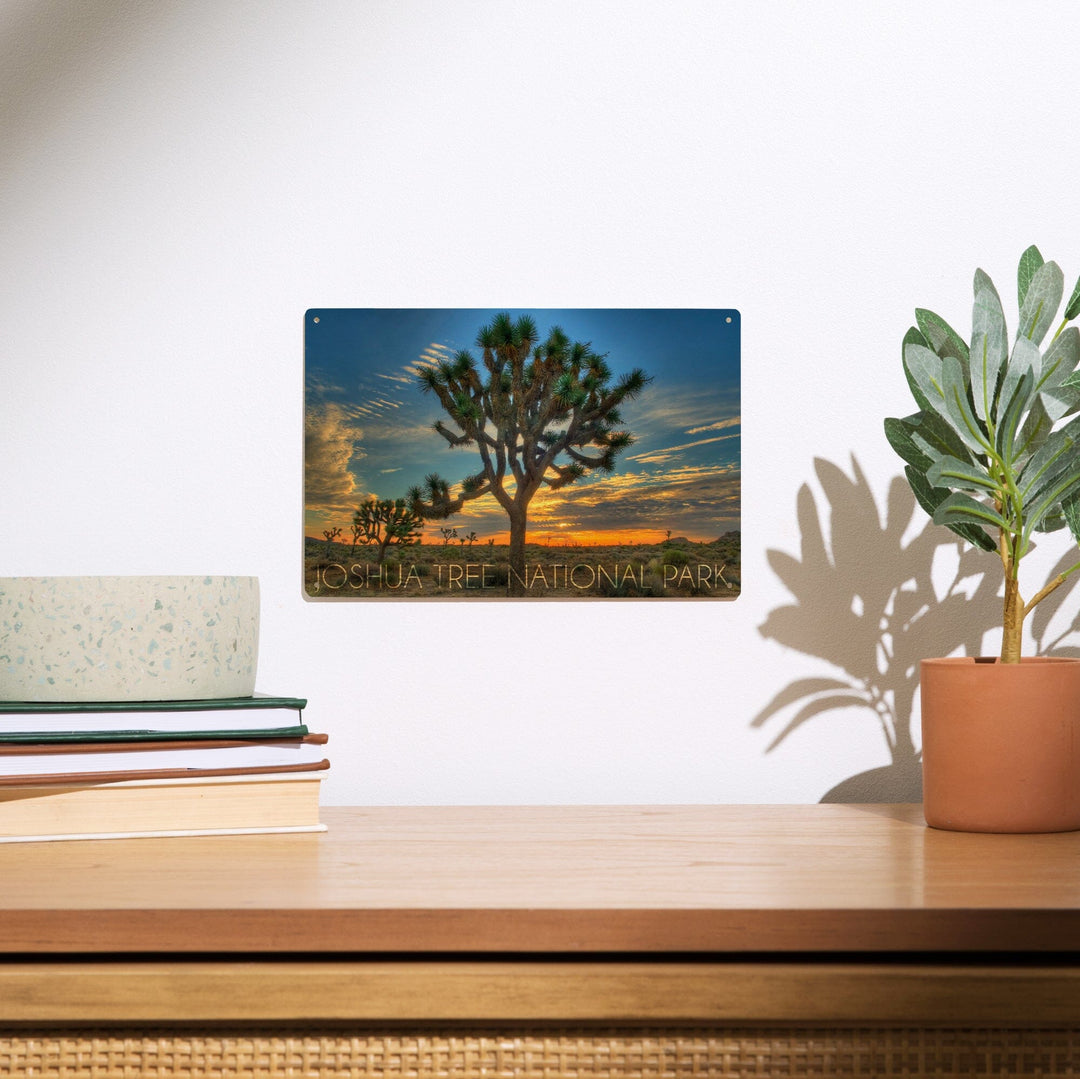 Joshua Tree National Park, California, Tree in Center, Lantern Press Photography, Wood Signs and Postcards - Lantern Press