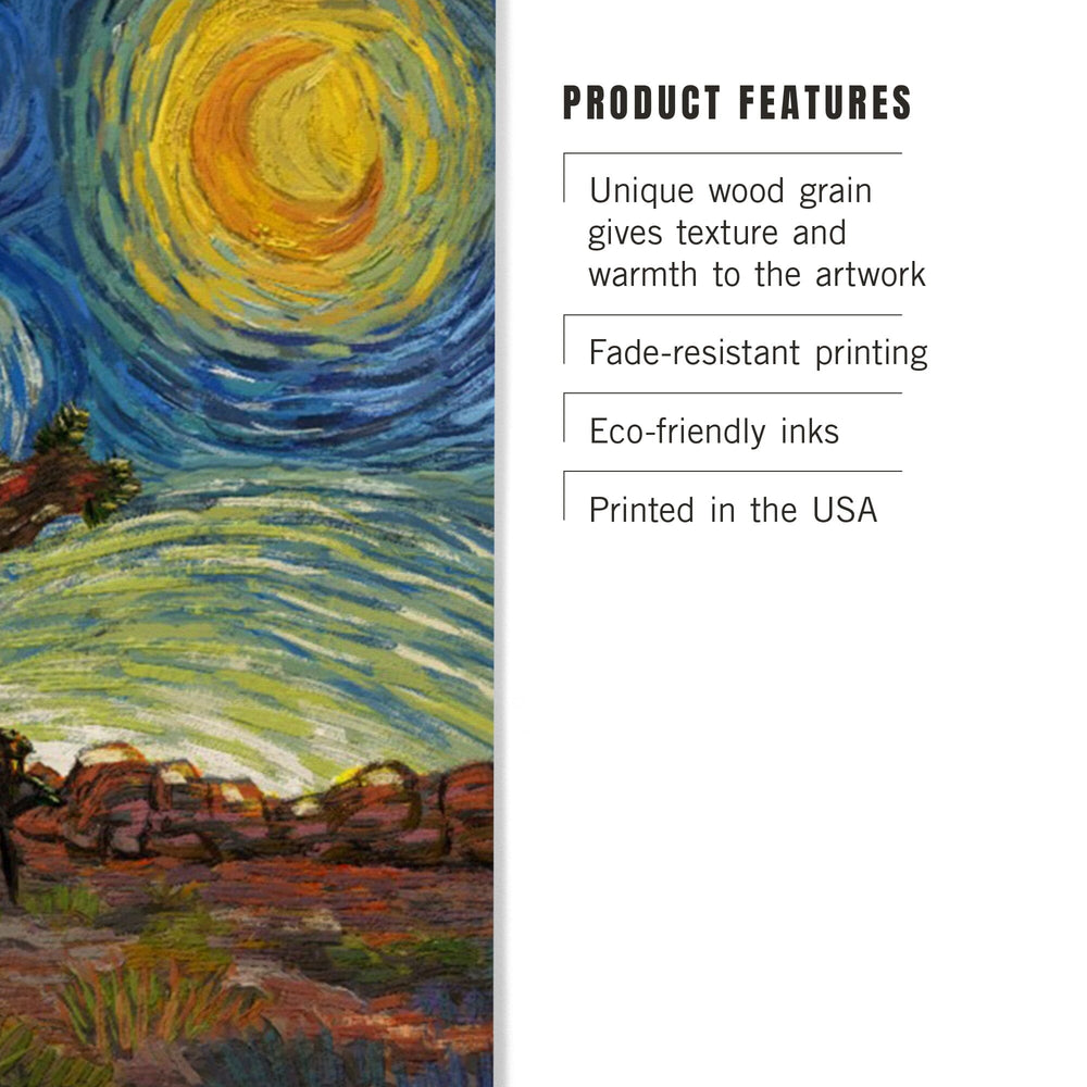 Joshua Tree National Park, Starry Night National Park Series, Lantern Press Artwork, Wood Signs and Postcards - Lantern Press