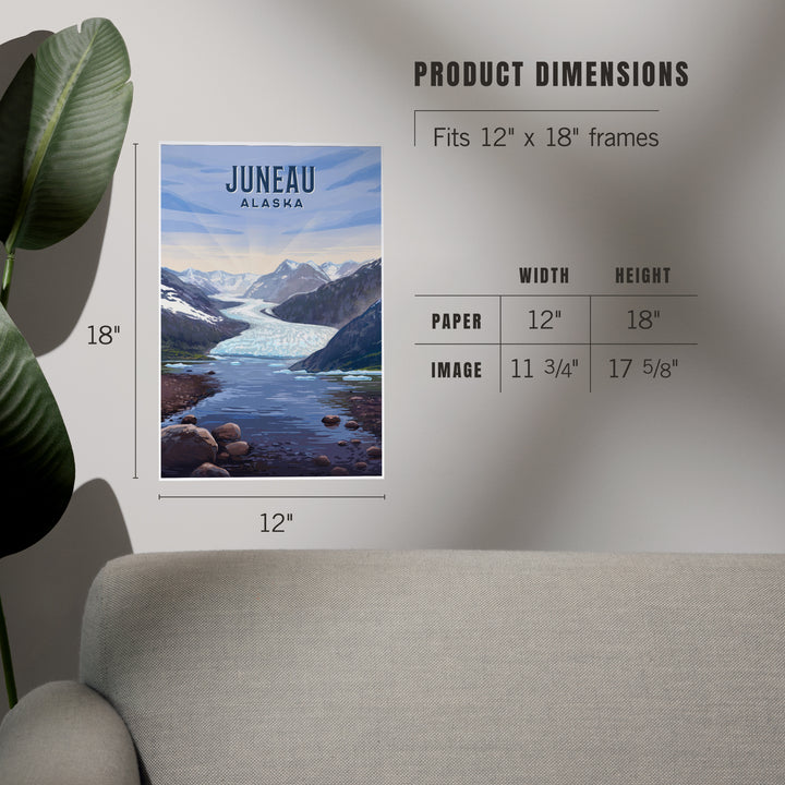 Juneau, Alaska, Mendenhall Glacier, Lithograph, Art & Giclee Prints Art Lantern Press