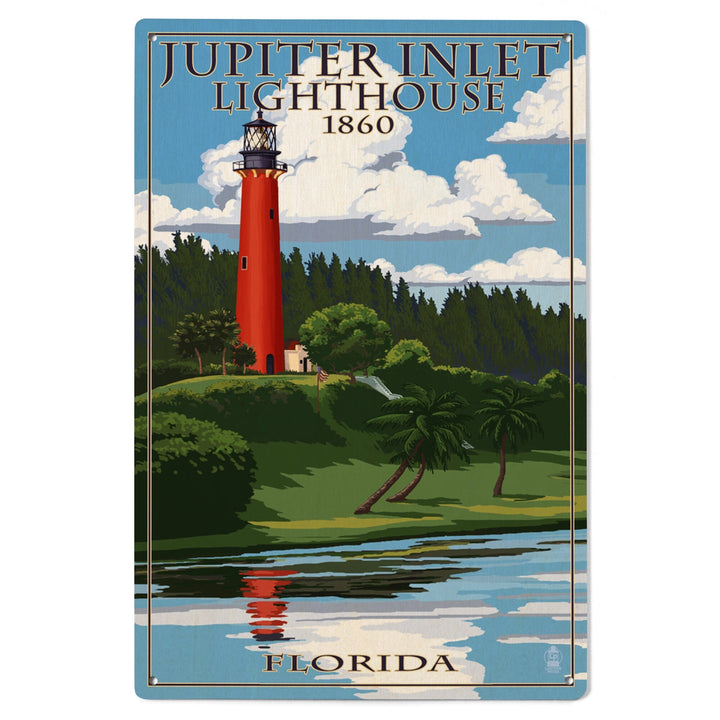 Jupiter, Florida, Jupiter Inlet Lighthouse, Lantern Press Artwork, Wood Signs and Postcards - Lantern Press
