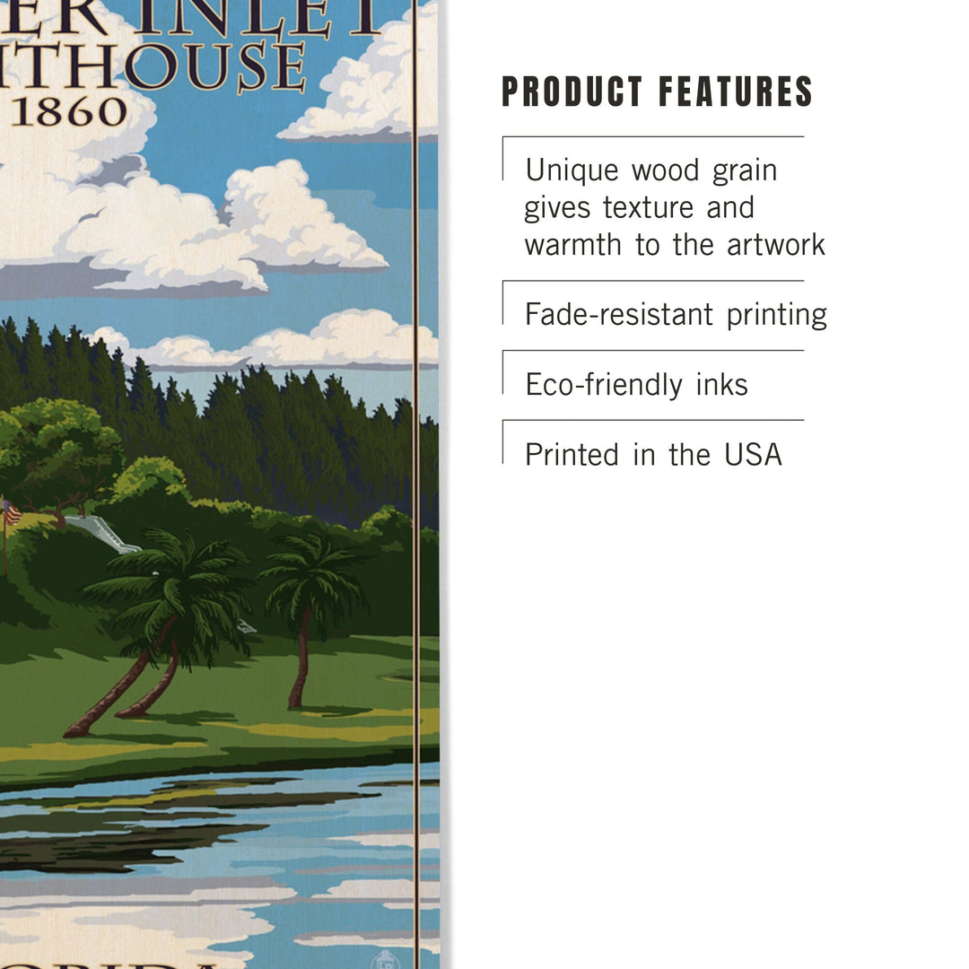 Jupiter, Florida, Jupiter Inlet Lighthouse, Lantern Press Artwork, Wood Signs and Postcards - Lantern Press