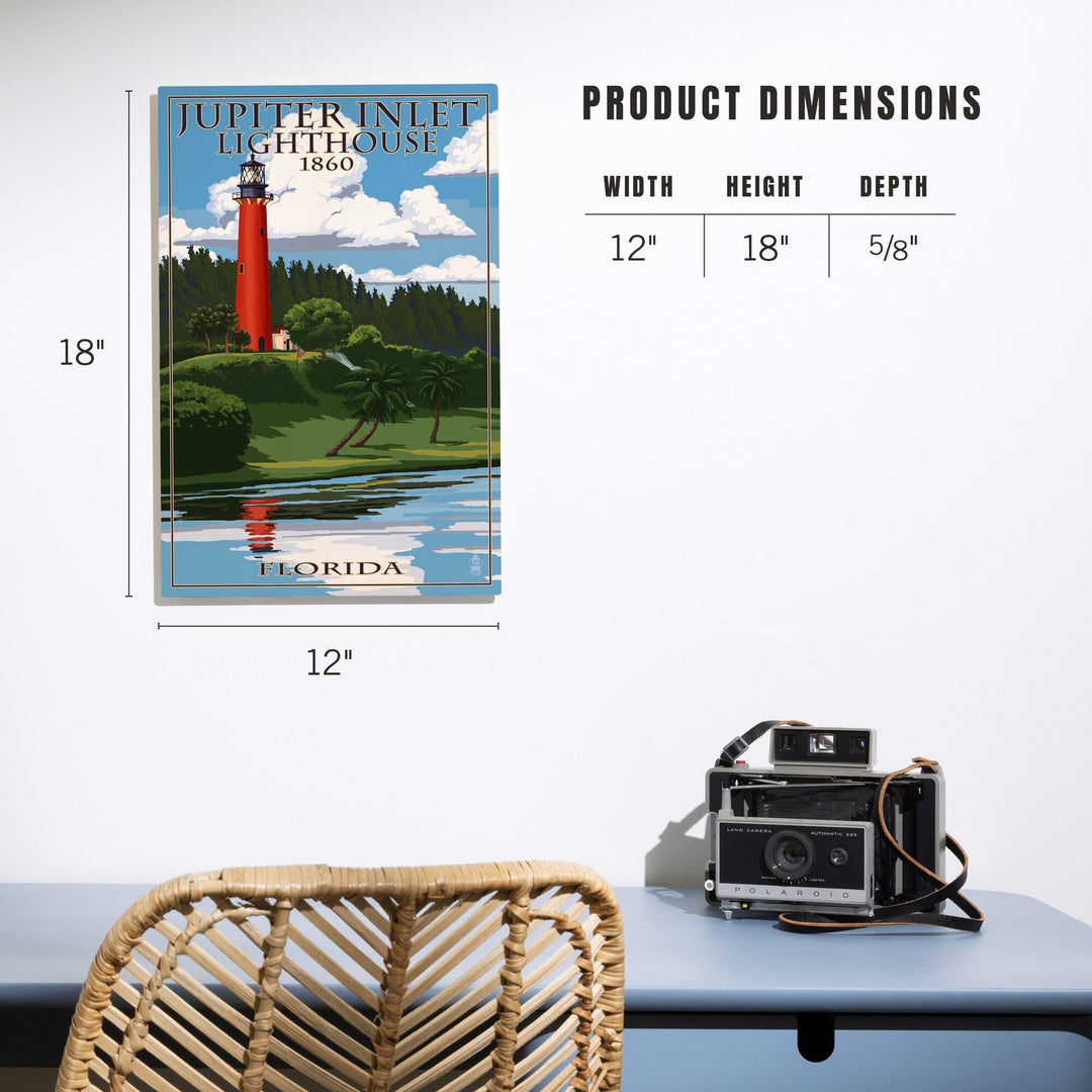 Jupiter, Florida, Jupiter Inlet Lighthouse, Lantern Press Artwork, Wood Signs and Postcards - Lantern Press