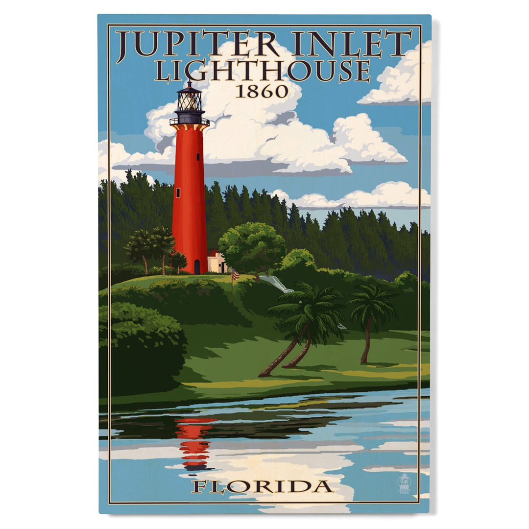 Jupiter, Florida, Jupiter Inlet Lighthouse, Lantern Press Artwork, Wood Signs and Postcards - Lantern Press