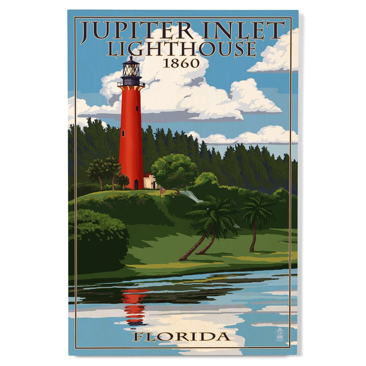 Jupiter, Florida, Jupiter Inlet Lighthouse, Lantern Press Artwork, Wood Signs and Postcards - Lantern Press