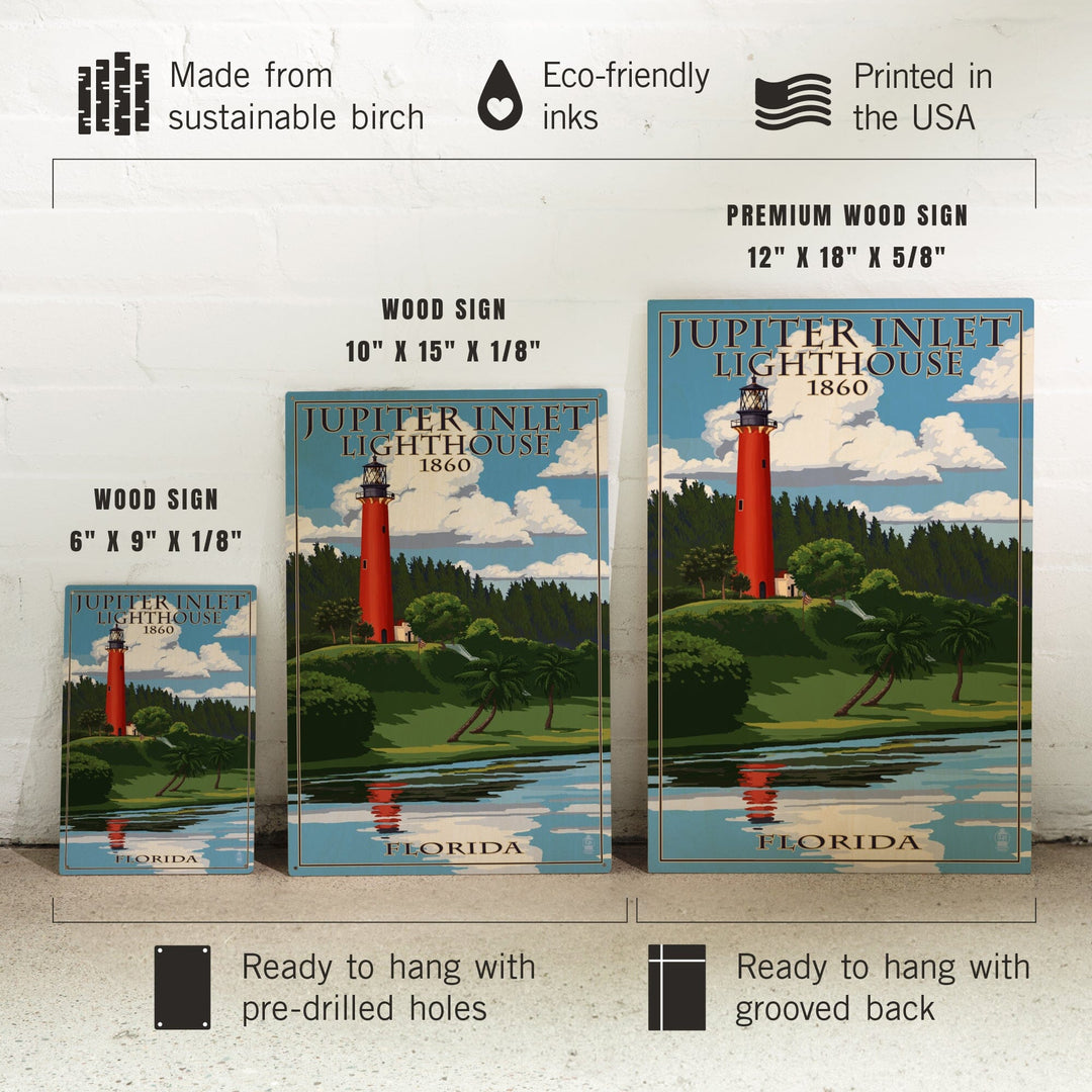 Jupiter, Florida, Jupiter Inlet Lighthouse, Lantern Press Artwork, Wood Signs and Postcards - Lantern Press