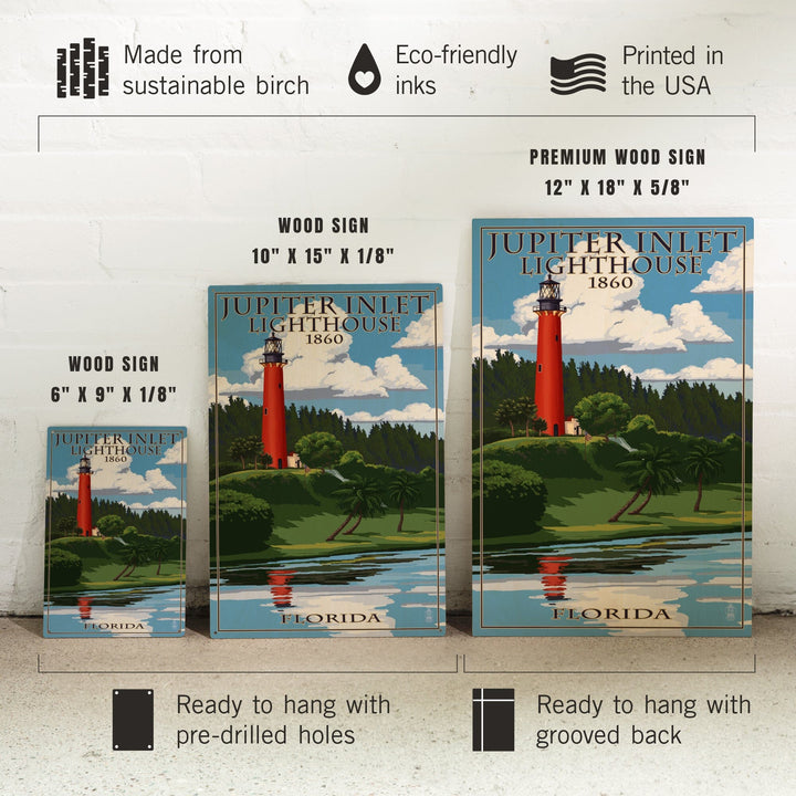 Jupiter, Florida, Jupiter Inlet Lighthouse, Lantern Press Artwork, Wood Signs and Postcards - Lantern Press