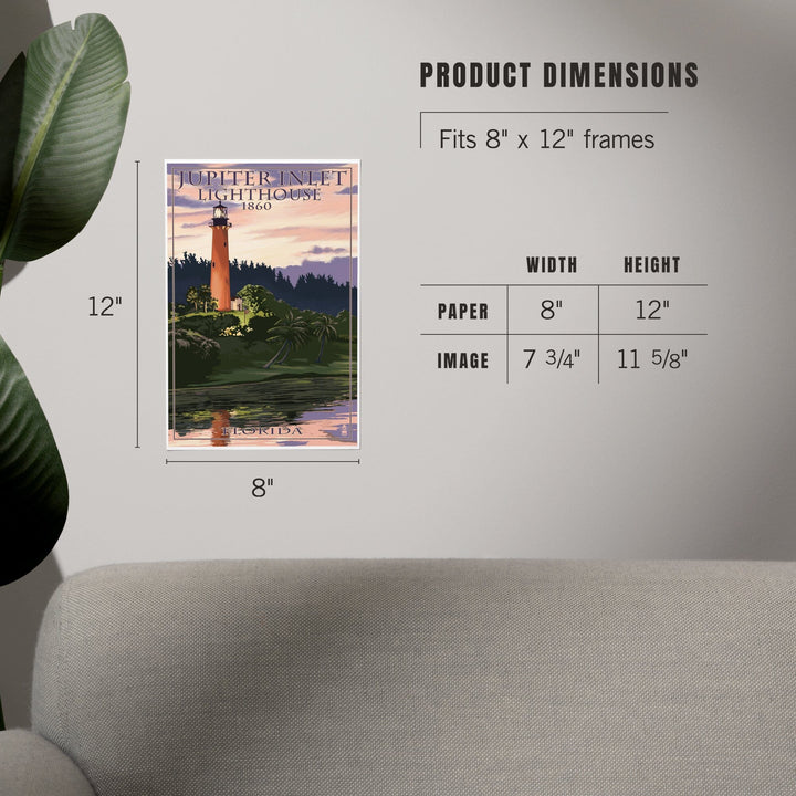 Jupiter, Florida, Jupiter Inlet Lighthouse, Sunset, Art & Giclee Prints - Lantern Press