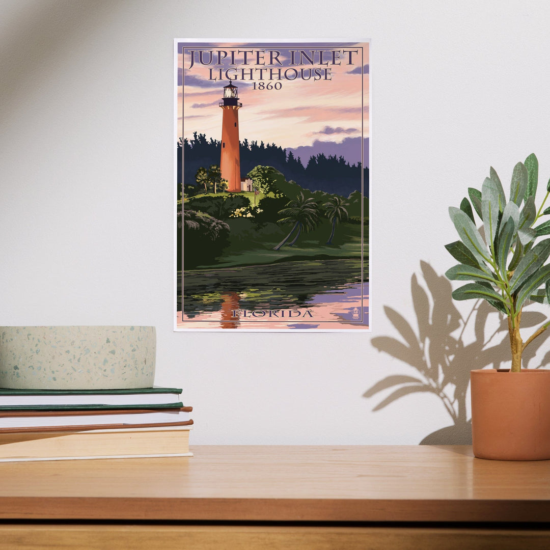 Jupiter, Florida, Jupiter Inlet Lighthouse, Sunset, Art & Giclee Prints - Lantern Press