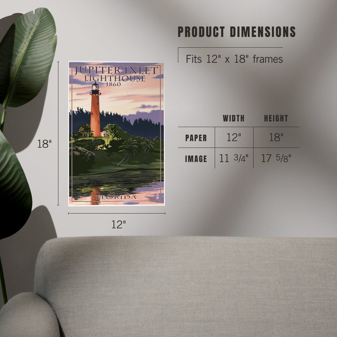 Jupiter, Florida, Jupiter Inlet Lighthouse, Sunset, Art & Giclee Prints - Lantern Press
