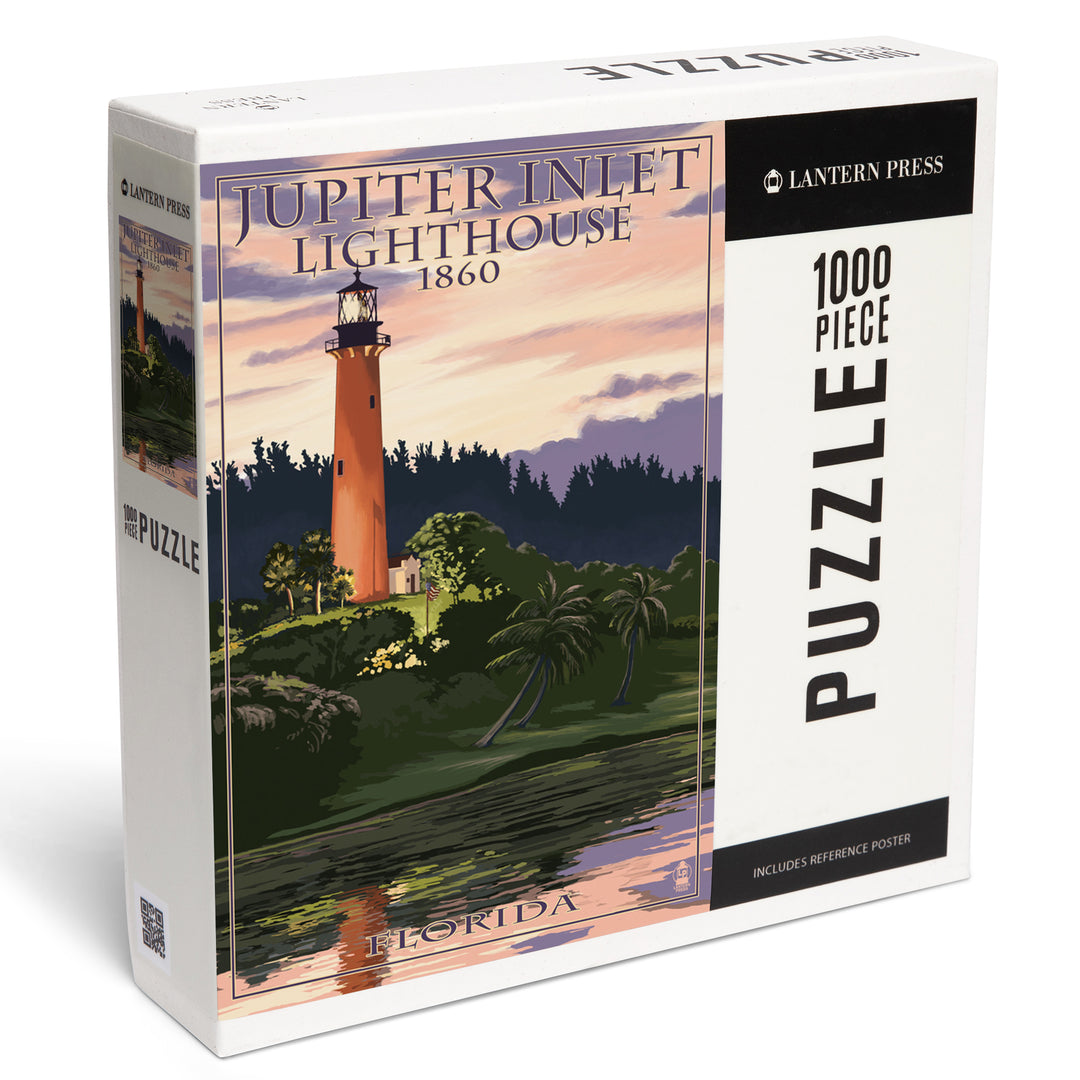 Jupiter, Florida, Jupiter Inlet Lighthouse, Sunset, Jigsaw Puzzle Puzzle Lantern Press