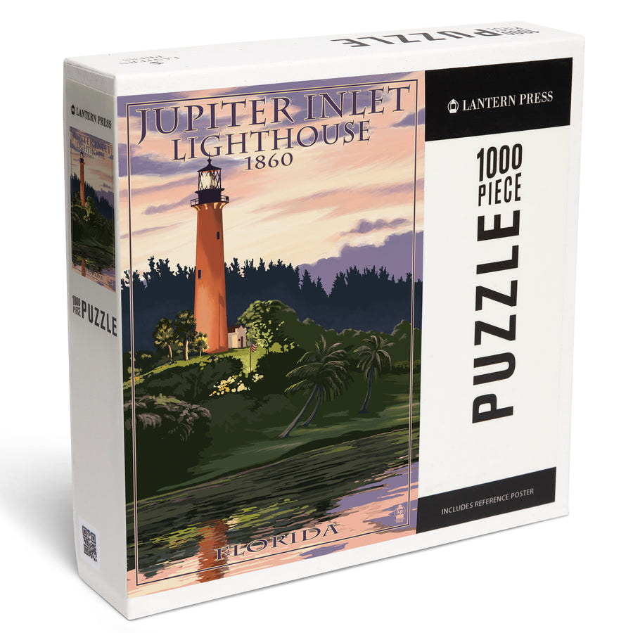 Jupiter, Florida, Jupiter Inlet Lighthouse, Sunset, Jigsaw Puzzle Puzzle Lantern Press