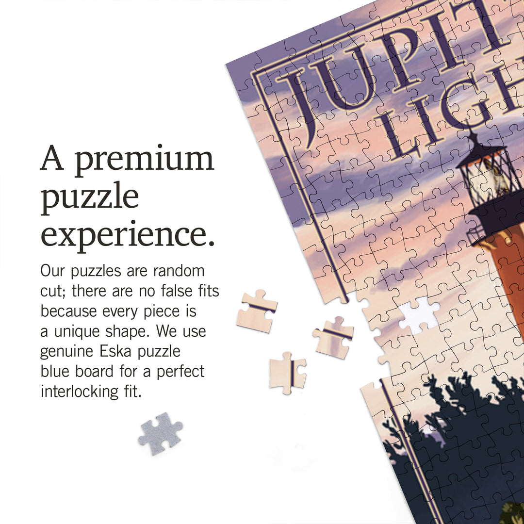 Jupiter, Florida, Jupiter Inlet Lighthouse, Sunset, Jigsaw Puzzle Puzzle Lantern Press