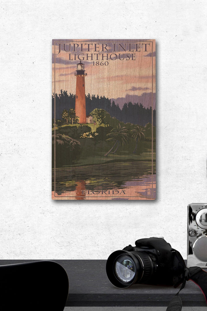 Jupiter, Florida, Jupiter Inlet Lighthouse, Sunset, Lantern Press Artwork, Wood Signs and Postcards - Lantern Press