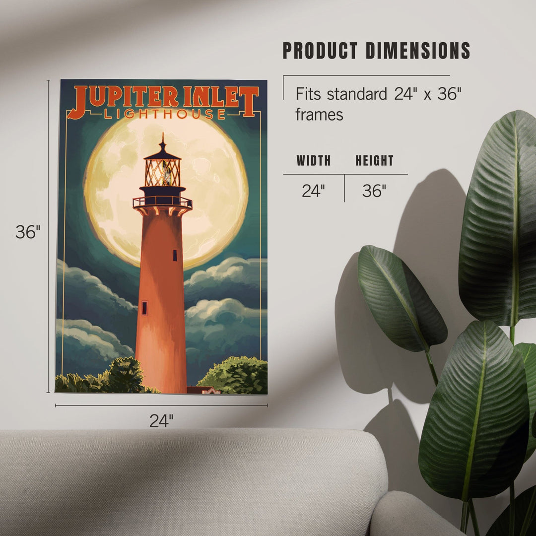Jupiter, Florida, Jupiter Lighthouse and Moon, Art & Giclee Prints - Lantern Press