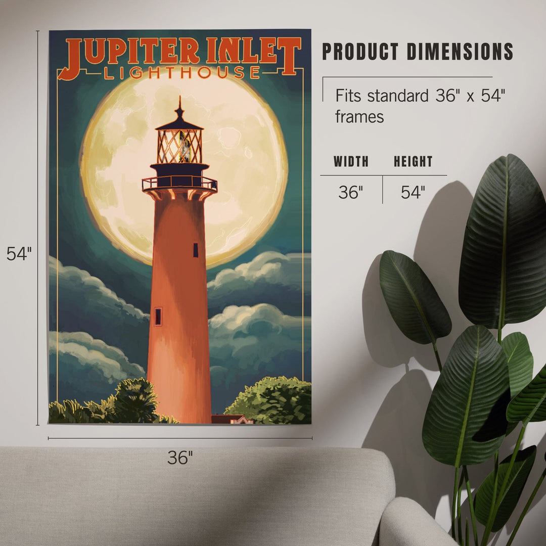 Jupiter, Florida, Jupiter Lighthouse and Moon, Art & Giclee Prints - Lantern Press
