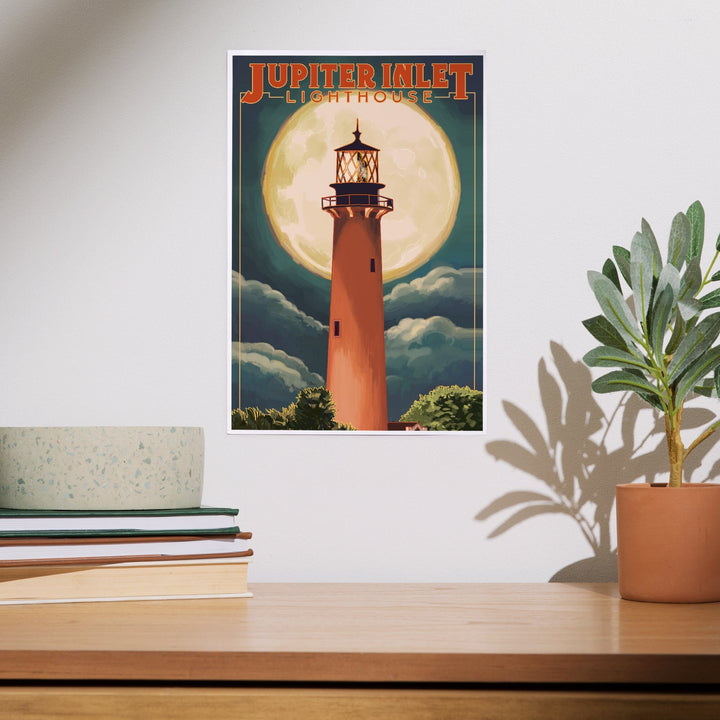 Jupiter, Florida, Jupiter Lighthouse and Moon, Art & Giclee Prints - Lantern Press