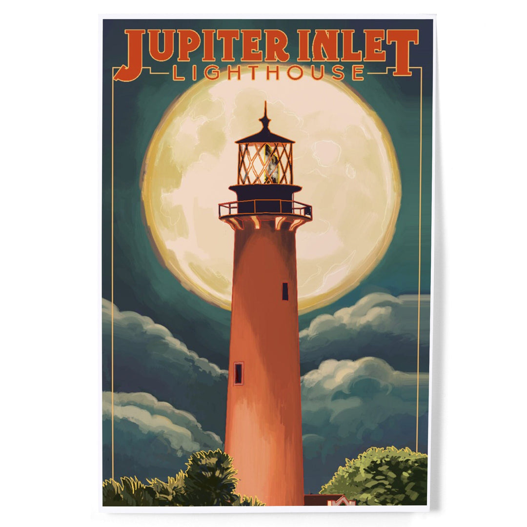 Jupiter, Florida, Jupiter Lighthouse and Moon, Art & Giclee Prints - Lantern Press