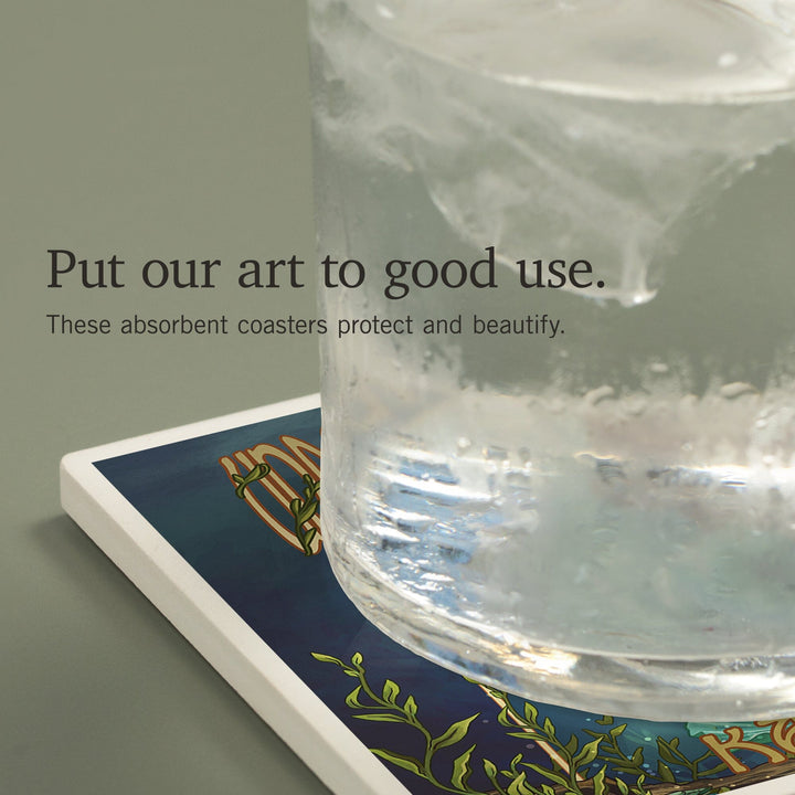 Kailua, Hawaii, Under a Hula Moon, Mermaid, Coasters Coasters Lantern Press