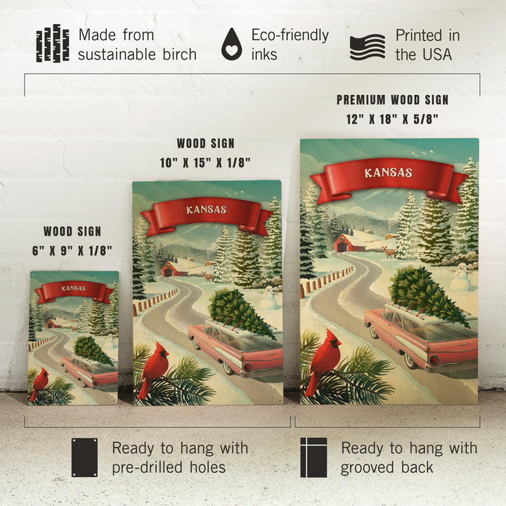 Kansas, Christmas Holiday Tradition, Wood Signs and Postcards Wood Lantern Press