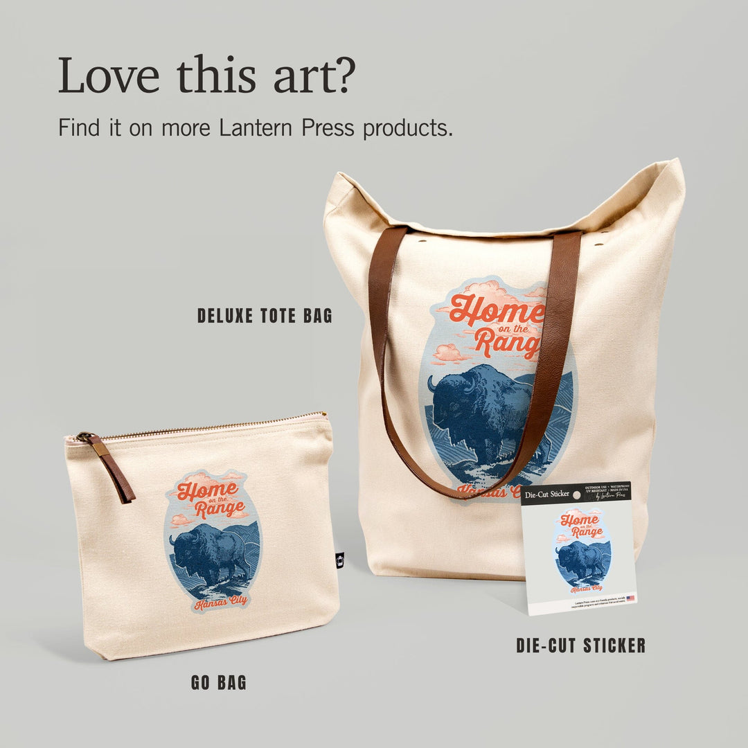 Kansas City, Missouri, Blue Buffalo, Home on the Range, Contour, Vinyl Sticker - Lantern Press