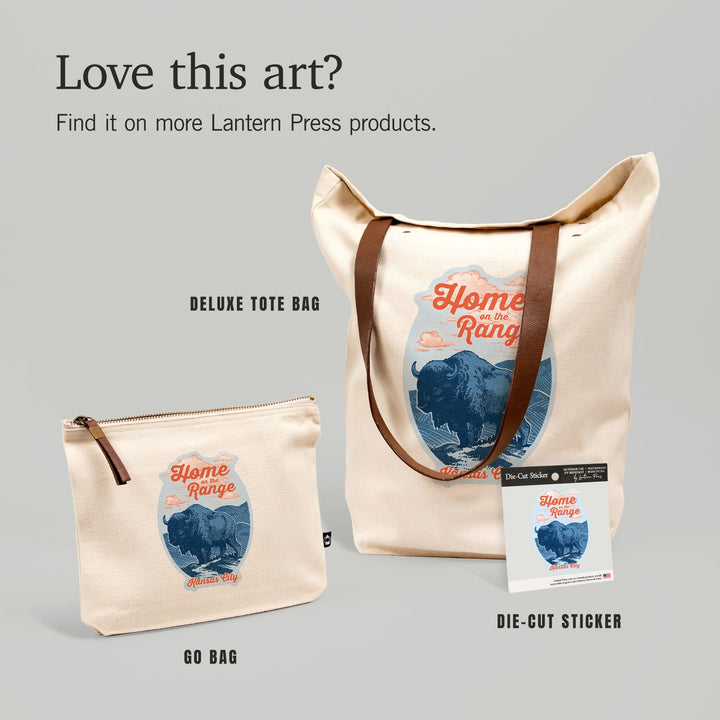 Kansas City, Missouri, Blue Buffalo, Home on the Range, Contour, Vinyl Sticker - Lantern Press