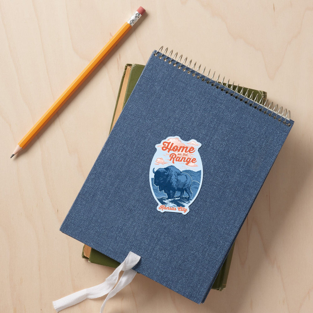 Kansas City, Missouri, Blue Buffalo, Home on the Range, Contour, Vinyl Sticker - Lantern Press