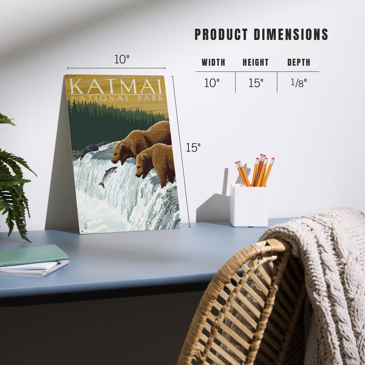 Katmai National Park, Alaska, Bears, Lantern Press Artwork, Wood Signs and Postcards - Lantern Press