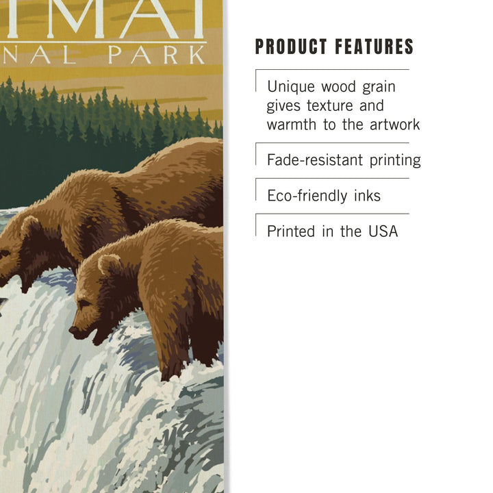 Katmai National Park, Alaska, Bears, Lantern Press Artwork, Wood Signs and Postcards - Lantern Press