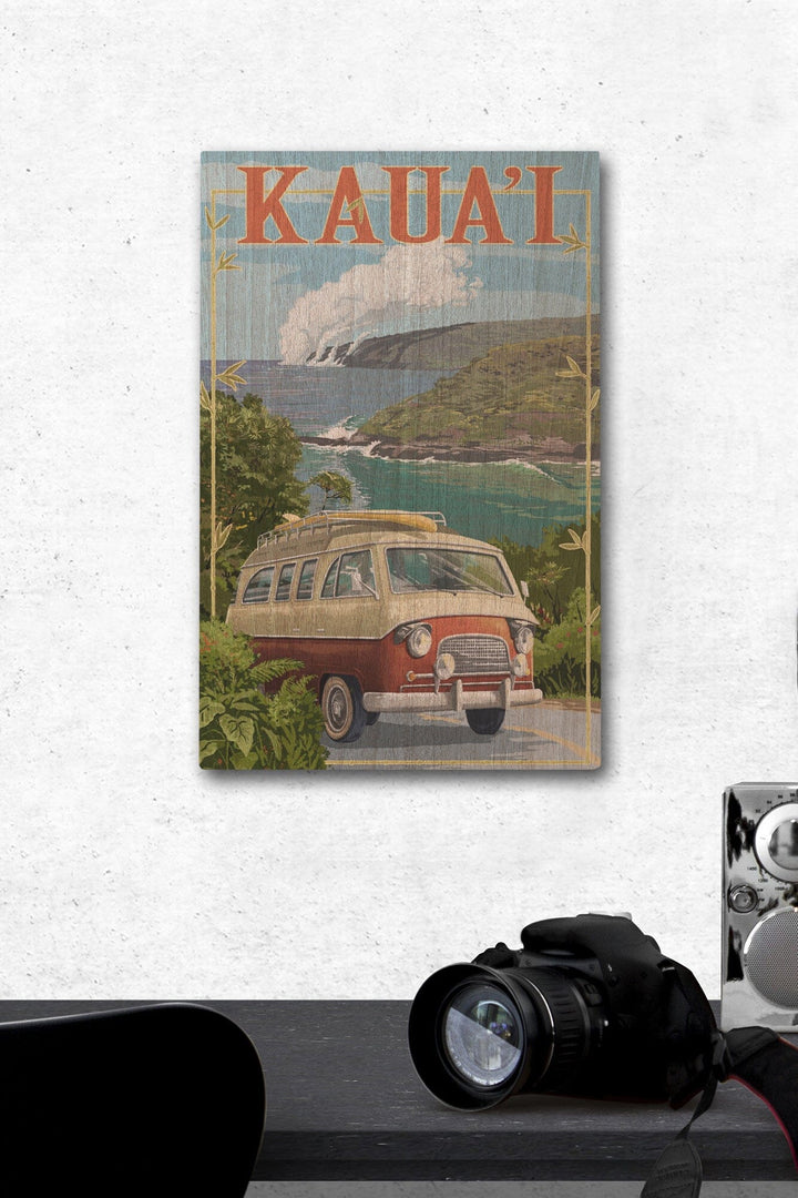 Kauai, Hawaii, Camper Van, Lantern Press Artwork, Wood Signs and Postcards - Lantern Press