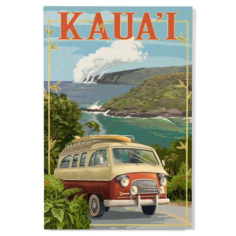 Kauai, Hawaii, Camper Van, Lantern Press Artwork, Wood Signs and Postcards - Lantern Press