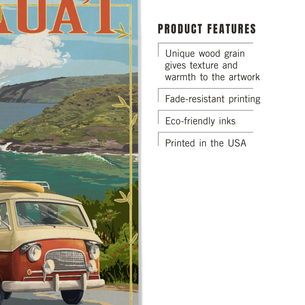 Kauai, Hawaii, Camper Van, Lantern Press Artwork, Wood Signs and Postcards - Lantern Press