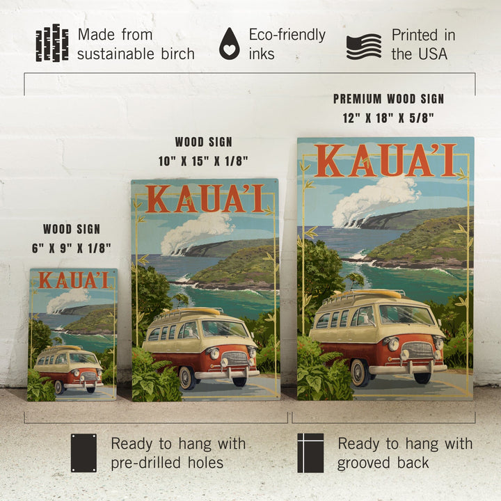 Kauai, Hawaii, Camper Van, Lantern Press Artwork, Wood Signs and Postcards - Lantern Press