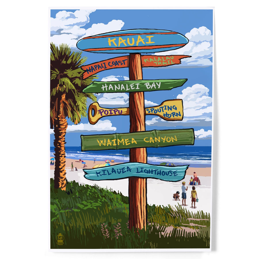 Kauai, Hawaii, Destinations Sign, Art & Giclee Prints - Lantern Press
