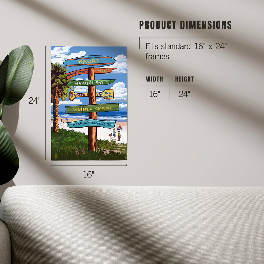 Kauai, Hawaii, Destinations Sign, Art & Giclee Prints - Lantern Press