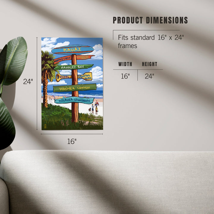 Kauai, Hawaii, Destinations Sign, Art & Giclee Prints - Lantern Press