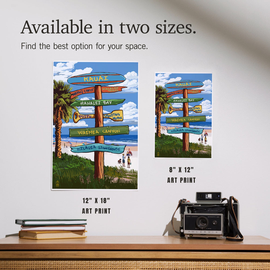 Kauai, Hawaii, Destinations Sign, Art & Giclee Prints - Lantern Press